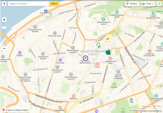 Яндекс.карта объектов инфоблока