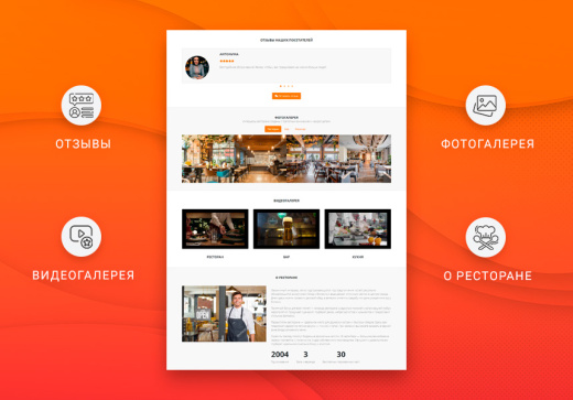 ВебПростор: Готовый одностраничный сайт - Ресторан