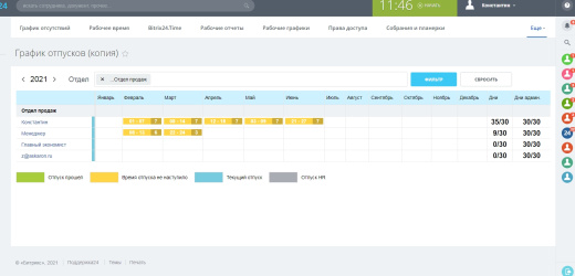 График отпусков