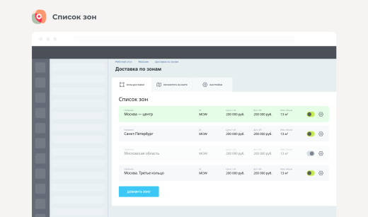 Доставка по зонам