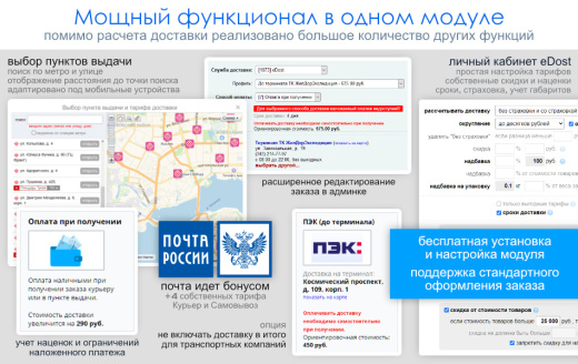 Расчет доставки (Почта, СДЭК, ПЭК, Энергия и др.)