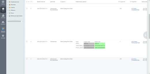 DEV-BX Журнал изменений товаров, элементов, заказов и ORM сущностей