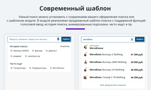 Умный поиск с исправлением ошибок в запросе, подсказками и настраиваемой областью поиска