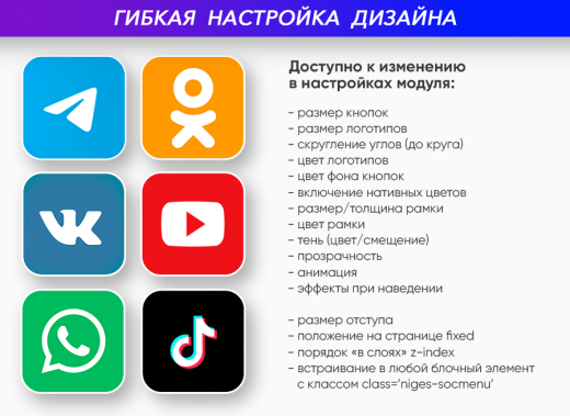 Кнопки на чаты и группы социальных сетей: ВКонтакте, Telegram, WhatsApp, Viber, Одноклассники...