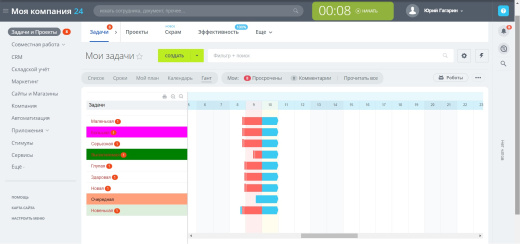 Подсветка карточек задач