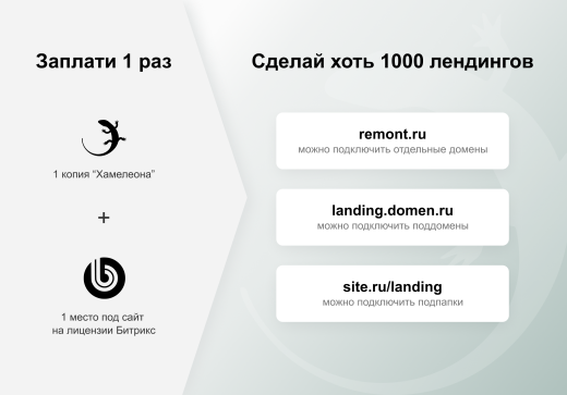 ХАМЕЛЕОН — 999 в 1. Безлимитный конструктор лендингов с корзиной и функциями для «автоворонок»