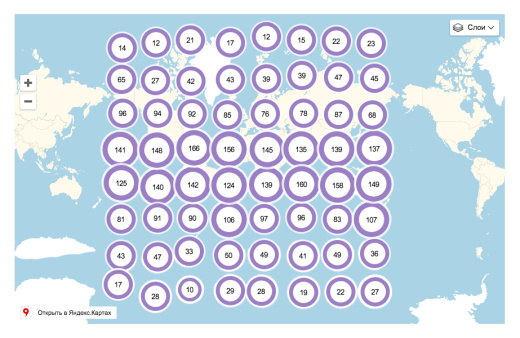 whatAsoft: Яндекс.карта объектов инфоблока Big Data