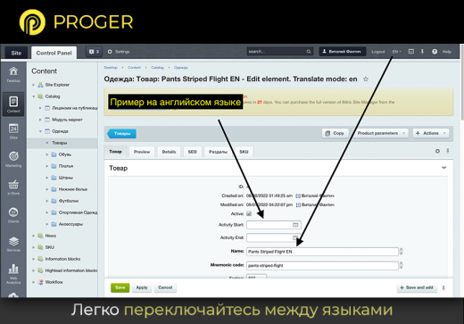 Мультиязычность: Инфоблоки на разных языках