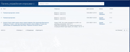 Панель управления опросами